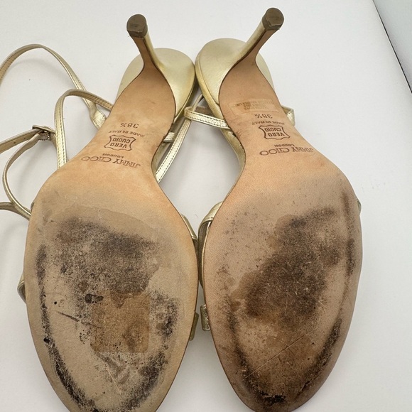 Jimmy Choo Gold Wrap-Around Strap Heels size 38.5 - Picture 9 of 10